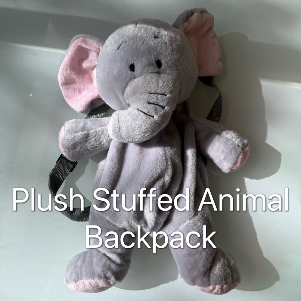 New Never Used - Elephant Plush Kids Toddler Backpack Doll Y2K Rave Concert